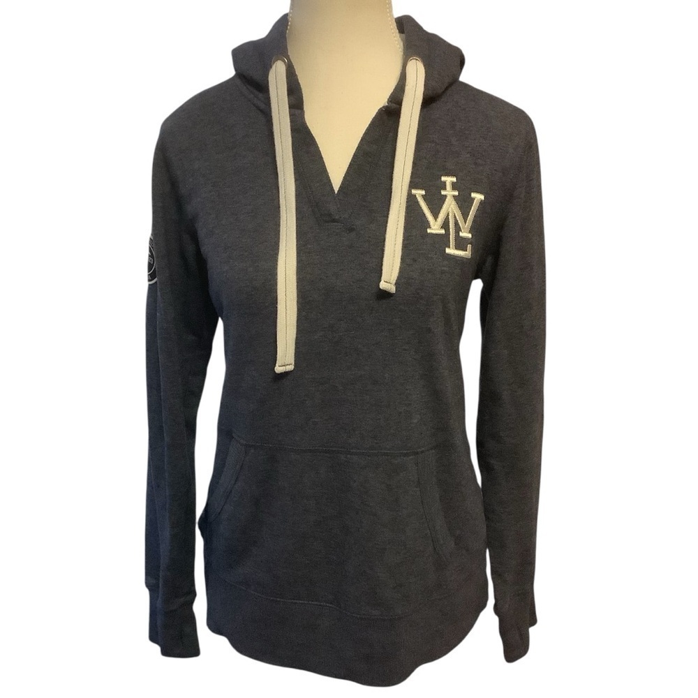 ROOTS 73 BLUE EMBROIDERED V-NECK HOODIE WITH LARGE FRONT POCKET/ Size M